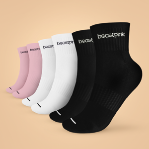 BeastPink Ponožky Midhigh Socks 3Pack White Black Pink  SS