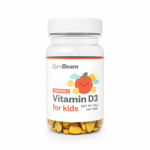 GymBeam Vitamín D3, tablety na cmúľanie pre deti pomaranč